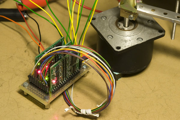 H bridges driving a 5-phase bipolar stepper motor.